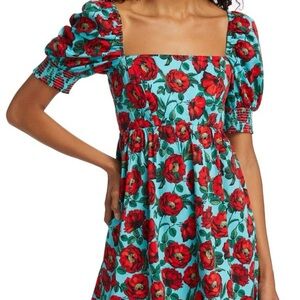 Alice + Olivia Reyna Floral Empire Mini Dress, Size 2, Color Beach Bliss Aqua